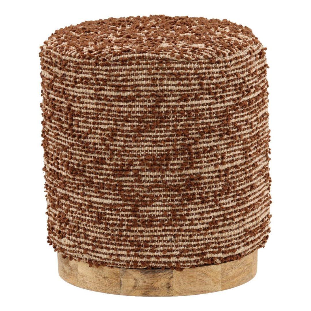 Zara Woven Stool, three-quarter studio view