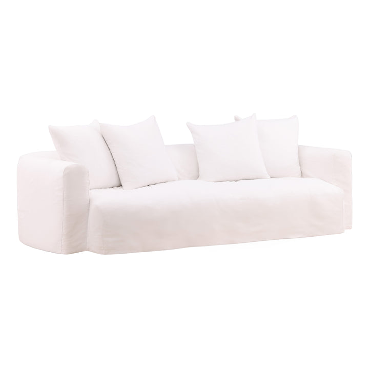 Montren Slipcovered Sofa, reference configuration front three quarter view