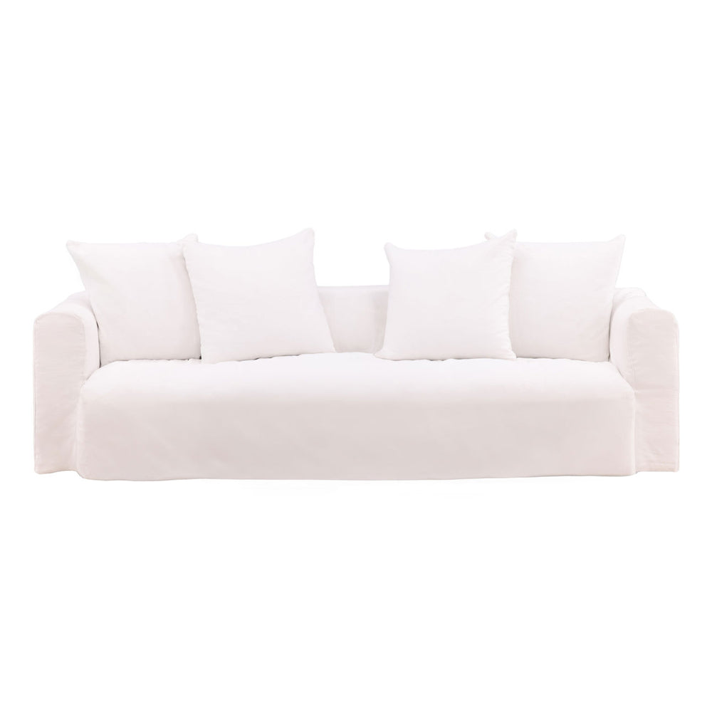 Montren Slipcovered Sofa, White, front view