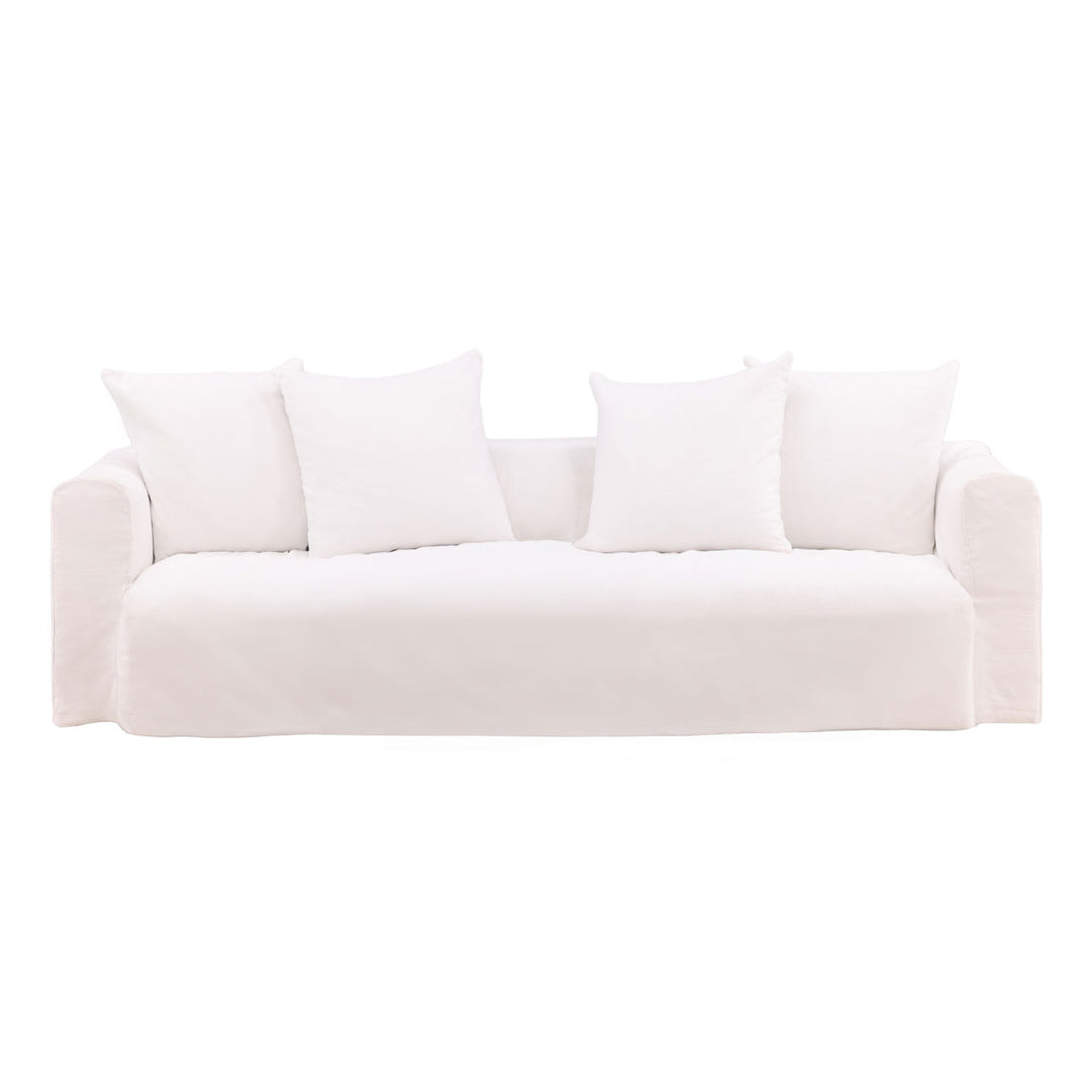 Montren Slipcovered Sofa, White, front view