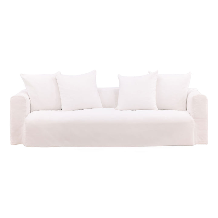 Montren Slipcovered Sofa, White, front view