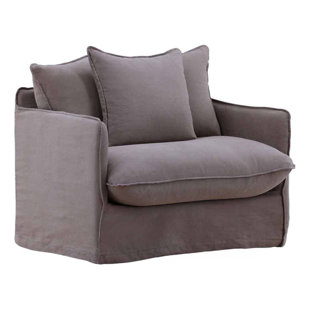 Lexren Slipcovered Lounge Chair, Stone, three-quarter studio view