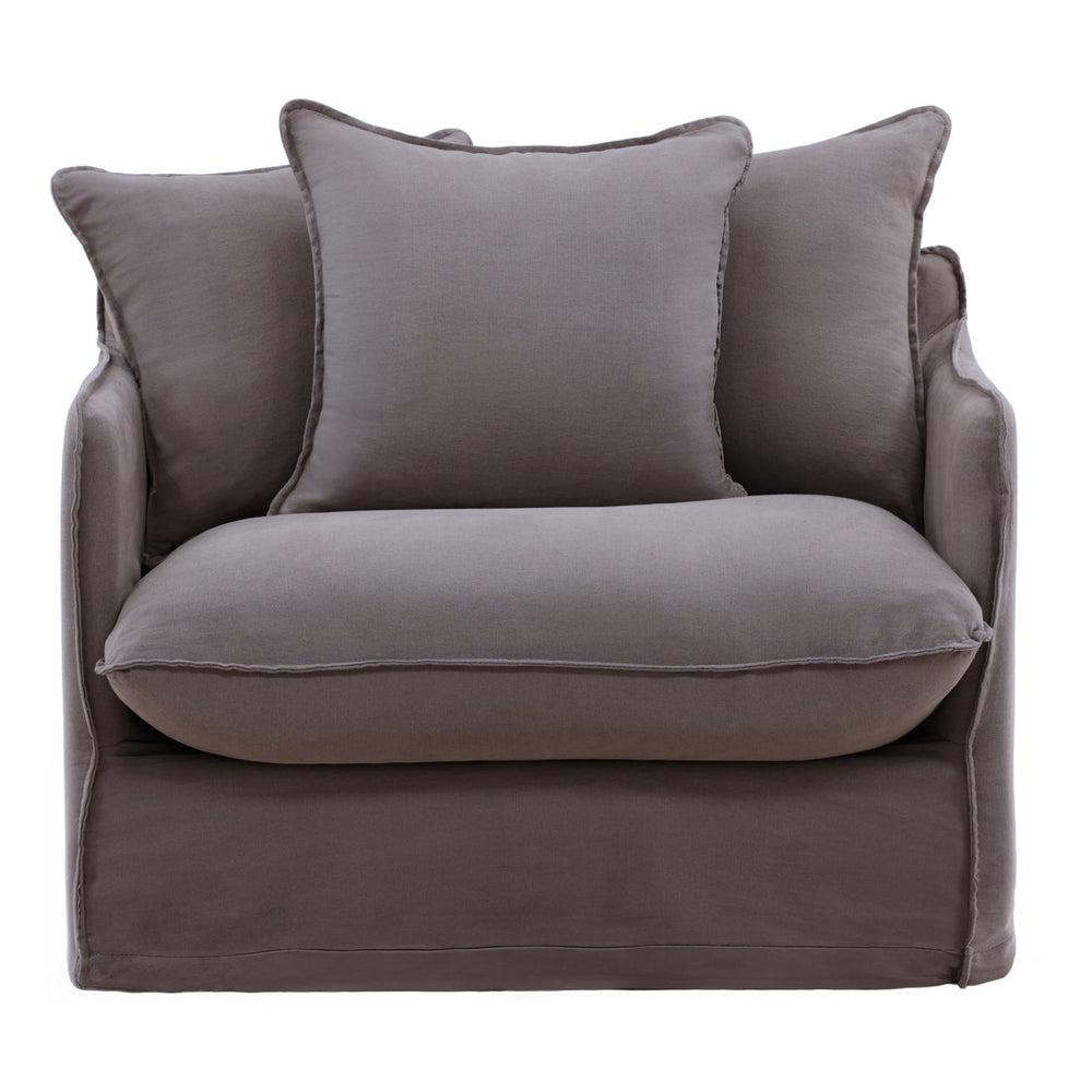 Lexren Slipcovered Lounge Chair, Stone, front view
