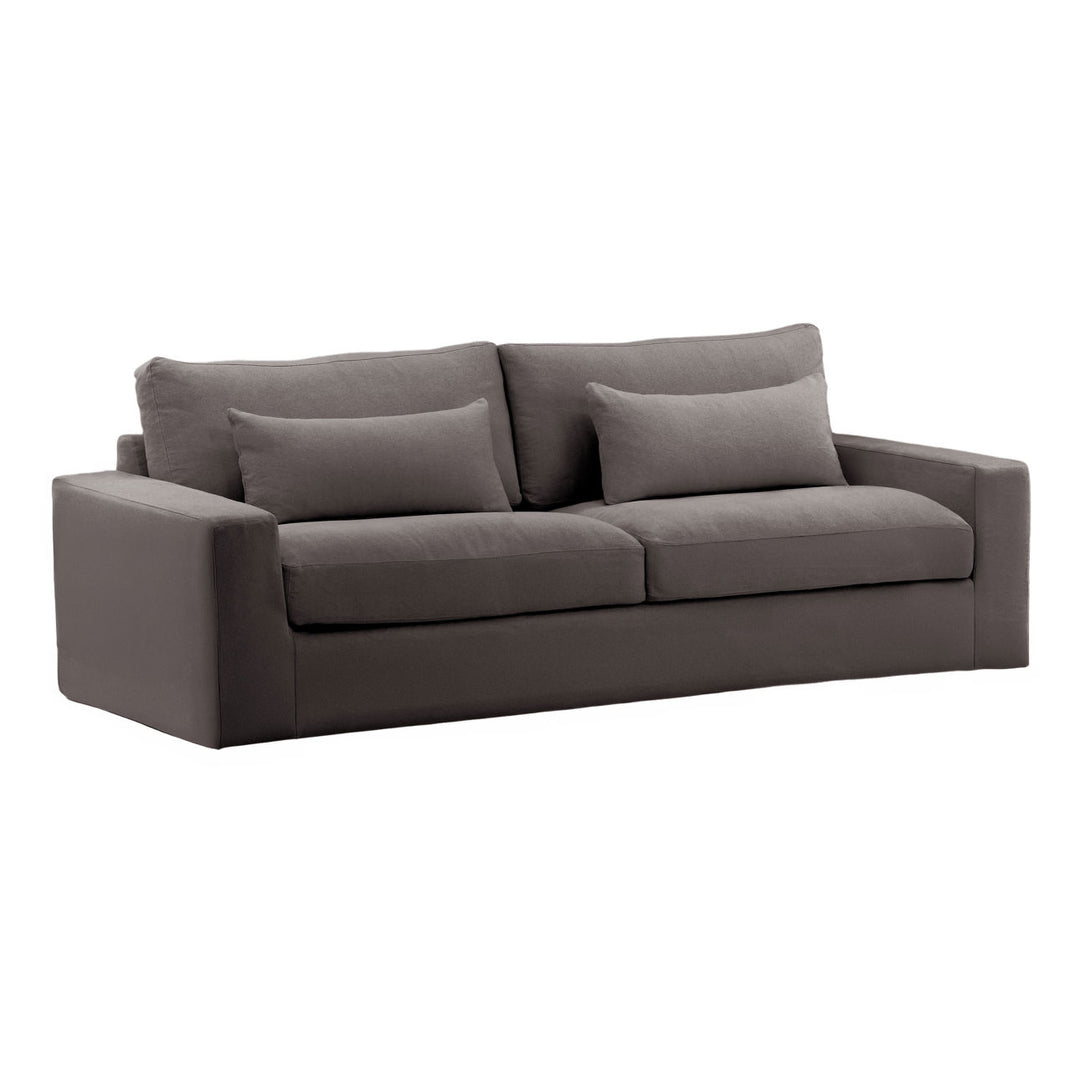 Sylren Slipcovered Sofa, Stone, three-quarter studio view
