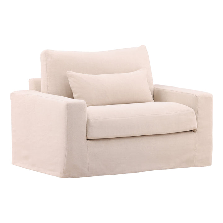 Sylren Slipcovered Lounge Chair, reference configuration front three quarter view