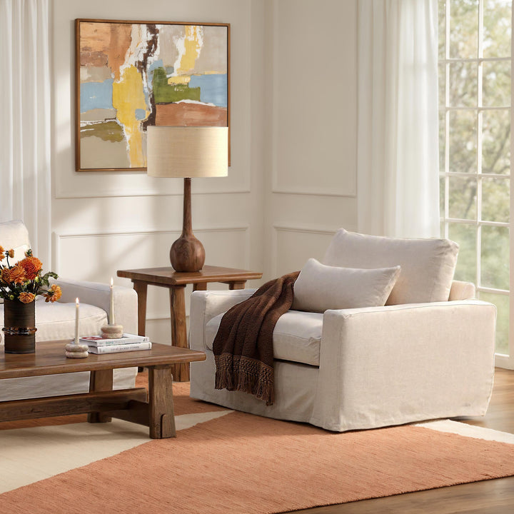 Sylren Slipcovered Lounge Chair, reference configuration lifestyle view