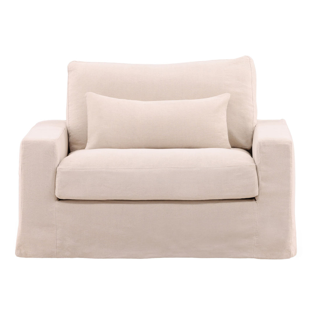 Sylren Slipcovered Lounge Chair, Natural, front view