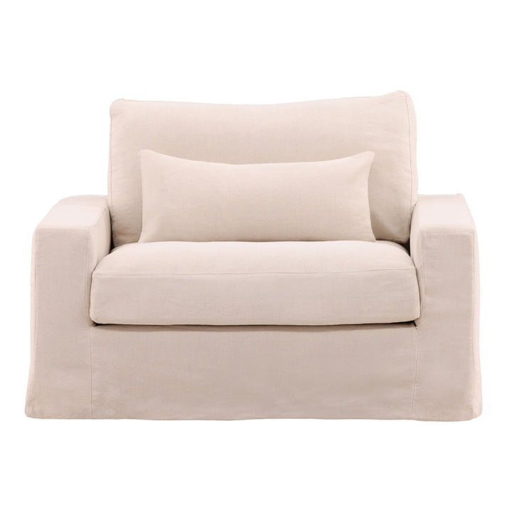 Sylren Slipcovered Lounge Chair, Natural, front view
