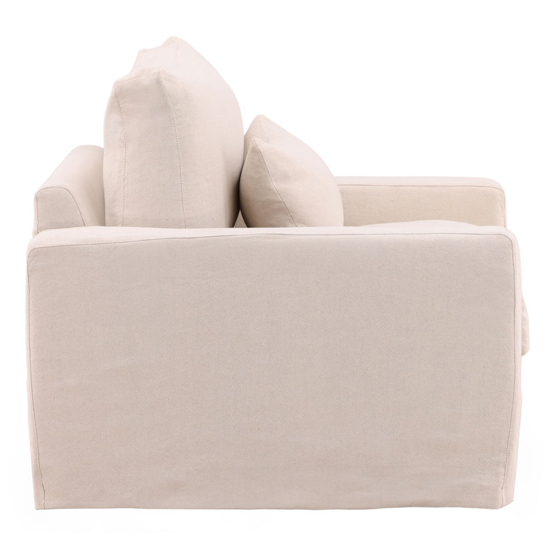 Sylren Slipcovered Lounge Chair, Natural, profile view