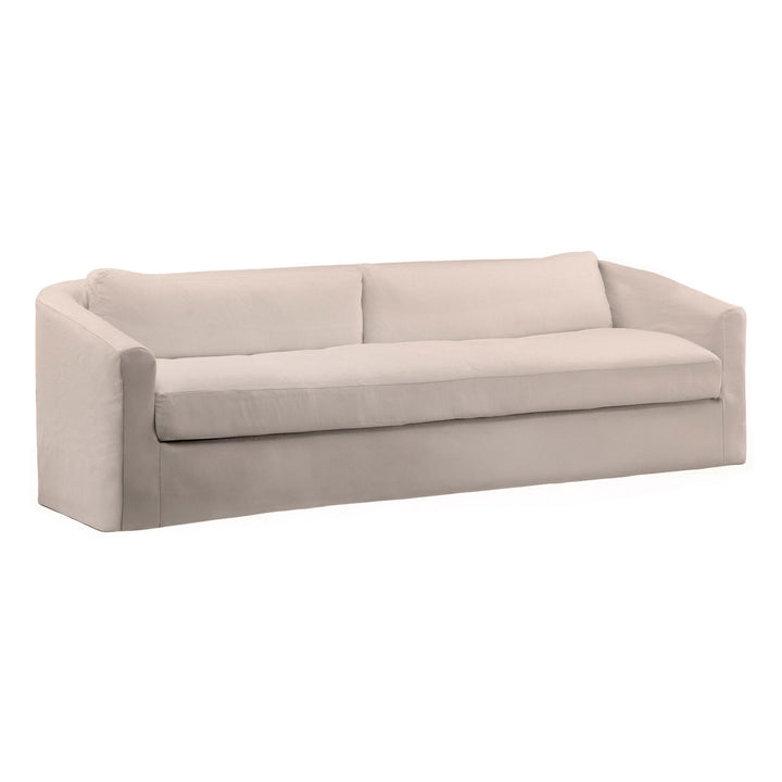 Vialen Slipcovered Sofa, Natural, three-quarter studio view