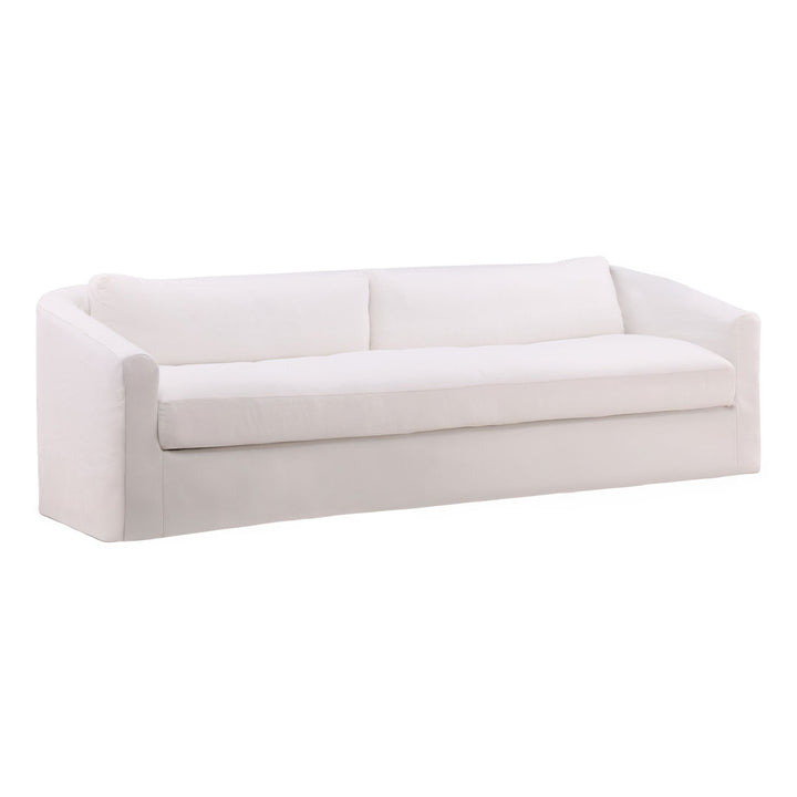 Vialen Slipcovered Sofa, White, three-quarter studio view