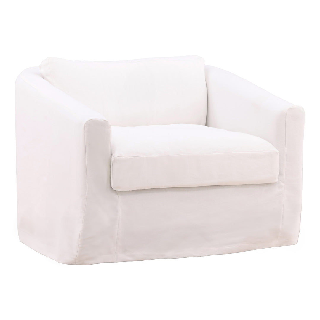 Vialen Slipcovered Lounge Chair, reference configuration front three quarter view