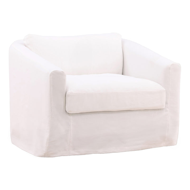 Vialen Slipcovered Lounge Chair, reference configuration front three quarter view