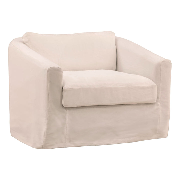 Vialen Slipcovered Lounge Chair, Natural, three-quarter studio view