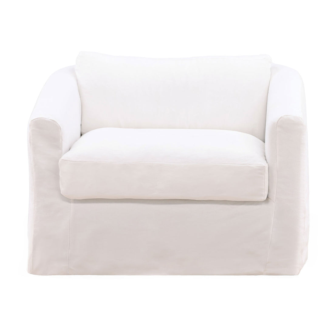 Vialen Slipcovered Lounge Chair, White, front view