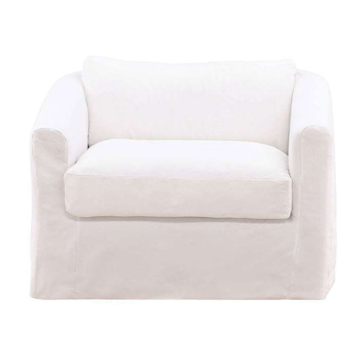 Vialen Slipcovered Lounge Chair, White, front view