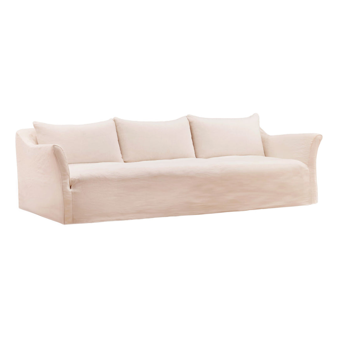 Kerren Slipcovered Sofa, Natural, three-quarter studio view