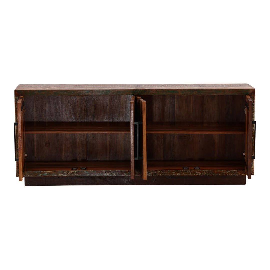 Nell Reclaimed Mango Wood Sideboard, open door view