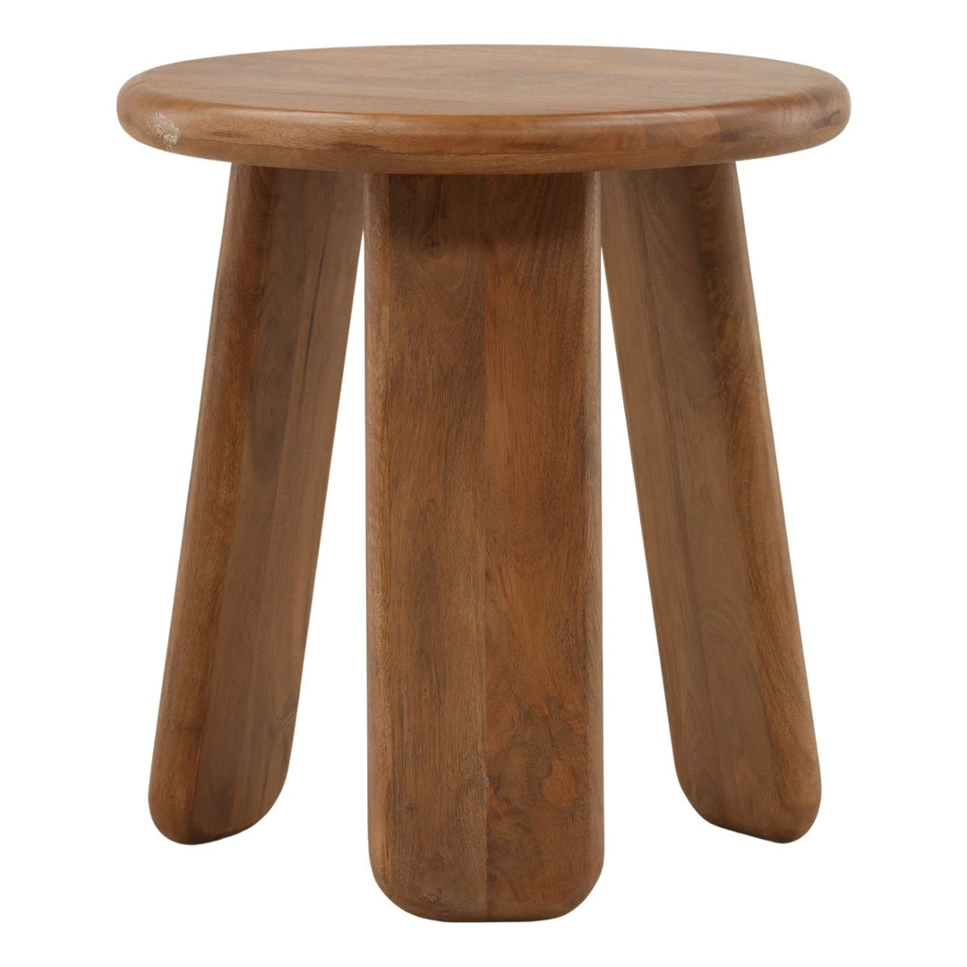 Wynn Brown Wood Side Table, three-quarter studio view