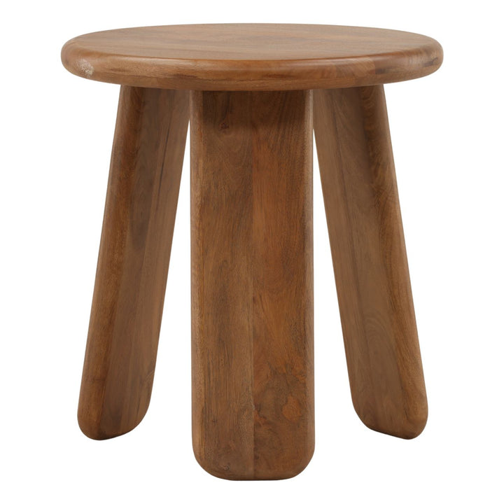 Wynn Brown Wood Side Table, three-quarter studio view