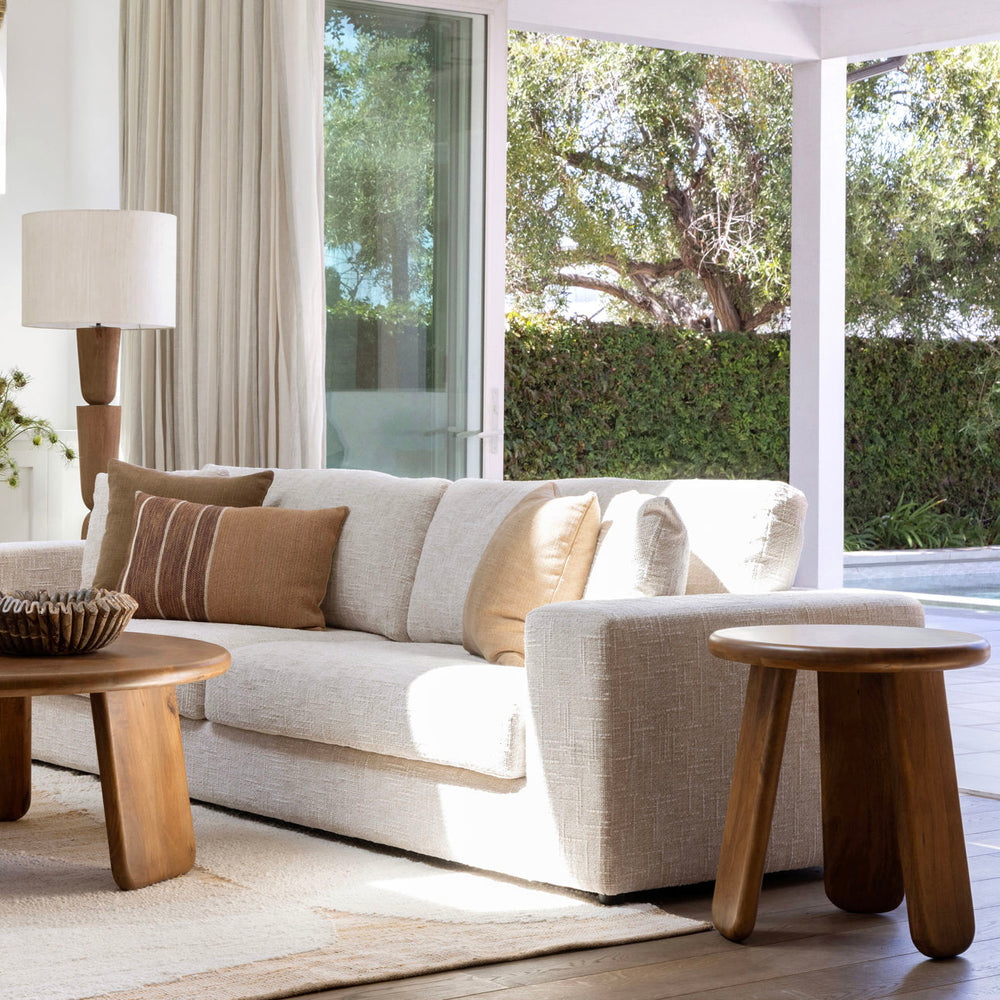 Wynn Brown Wood Side Table, manufacturer lifestyle setting