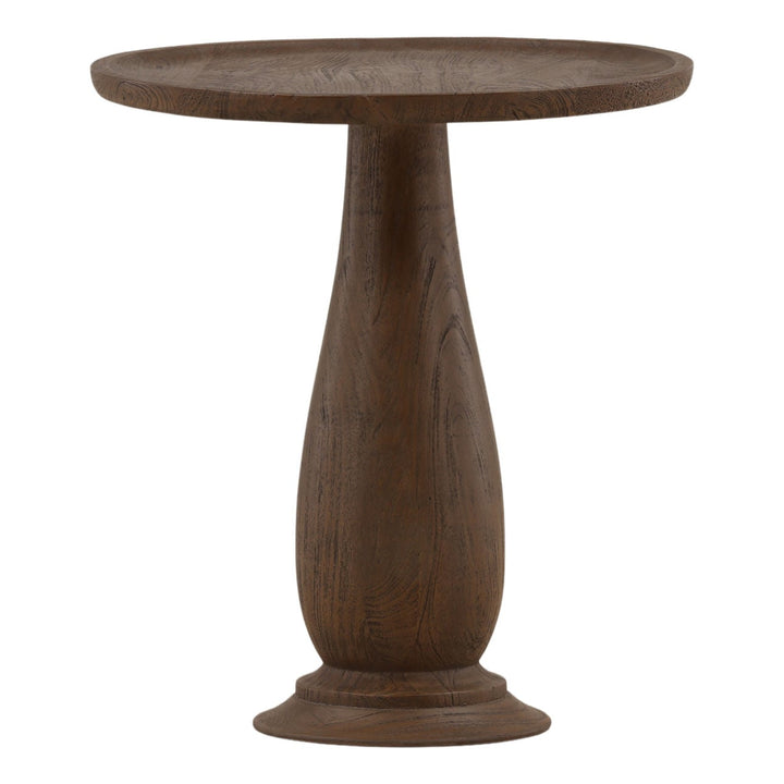 Nessa Brown Wood Side Table, three-quarter studio view