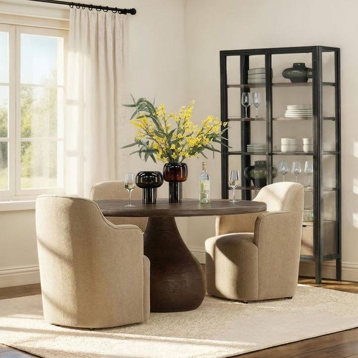 Nolan Mango Wood Dining Table, Dark Brown, lifestyle view