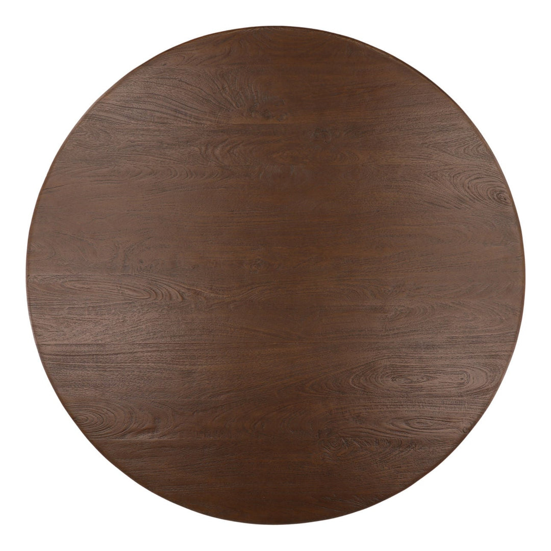 Nolan Mango Wood Dining Table, Dark Brown, overhead view