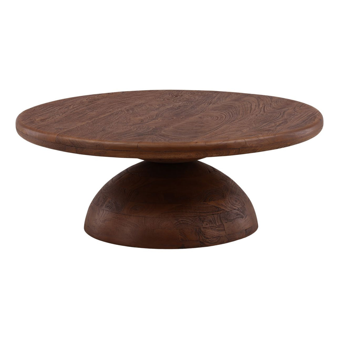 Amber Mango Wood Coffee Table, three-quarter studio view