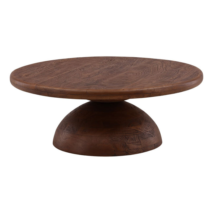 Amber Mango Wood Coffee Table, three-quarter studio view