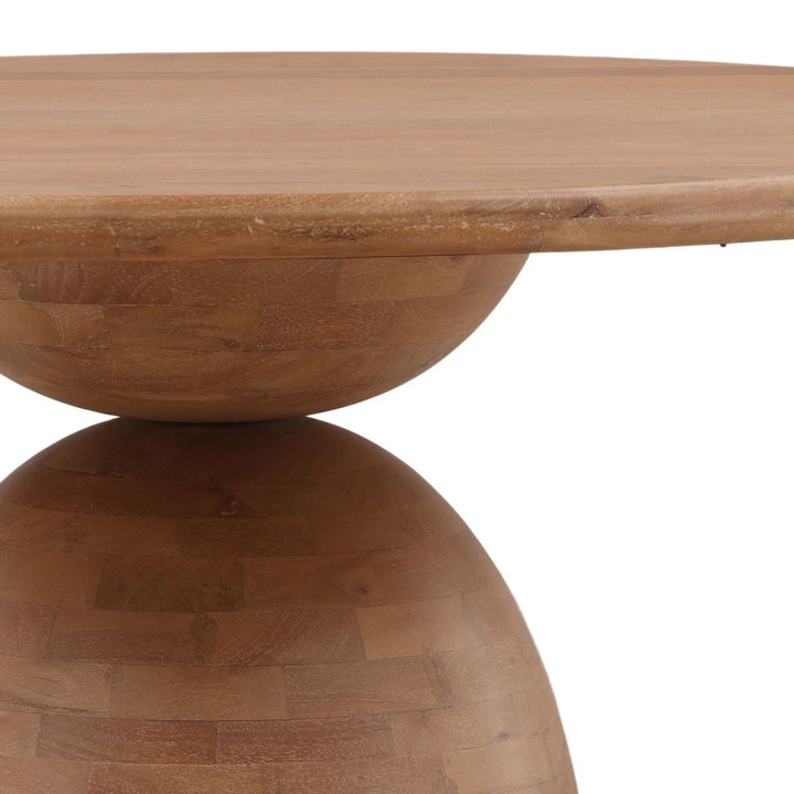 Amber Mango Wood Round Dining Table, 60-inch · Light Natural, detail 2 view