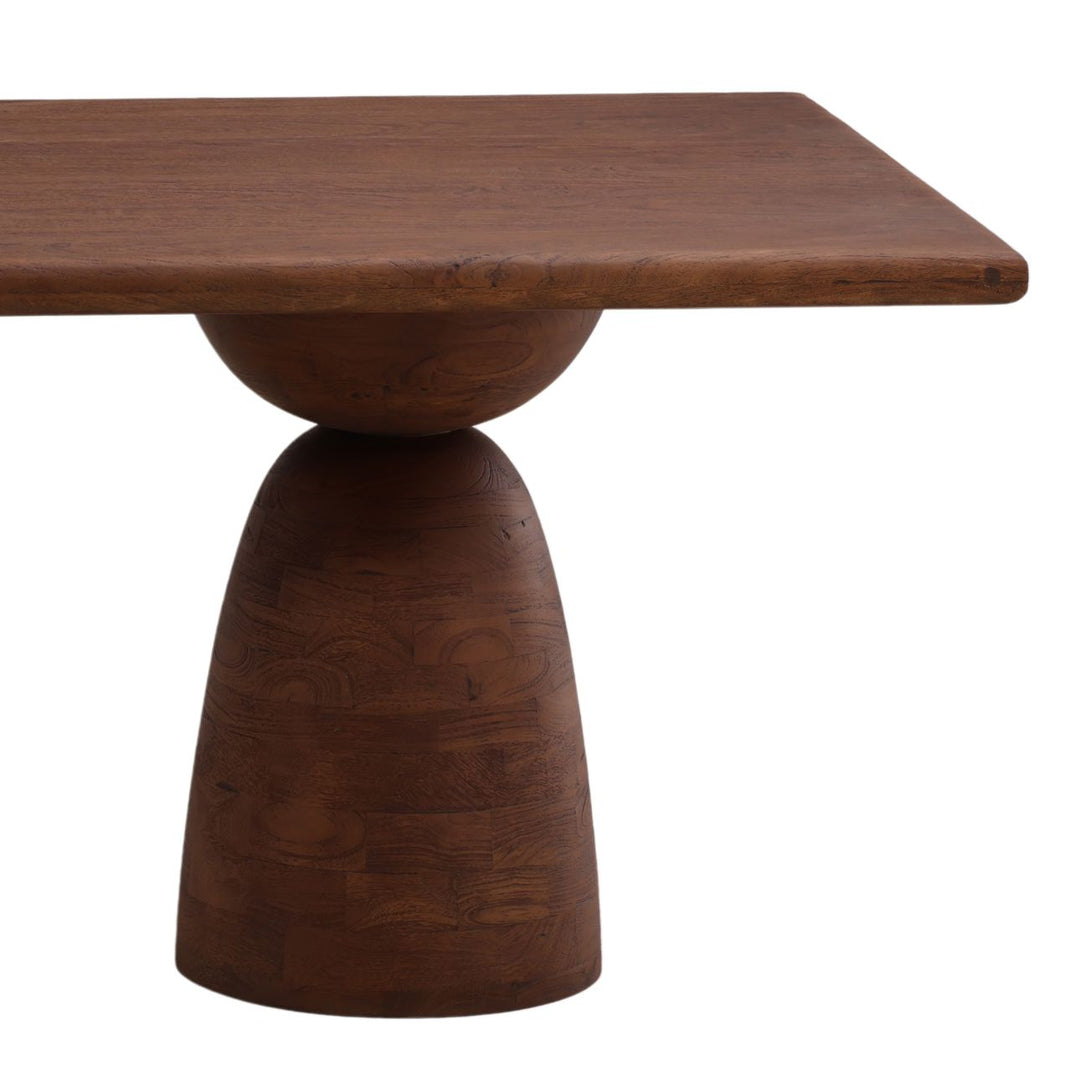 Amber Mango Wood Rectangular Dining Table, Brown, detail 2 view