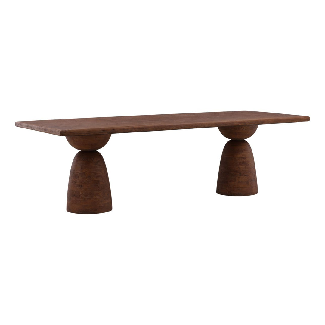 Amber Mango Wood Rectangular Dining Table, Brown, three-quarter studio view