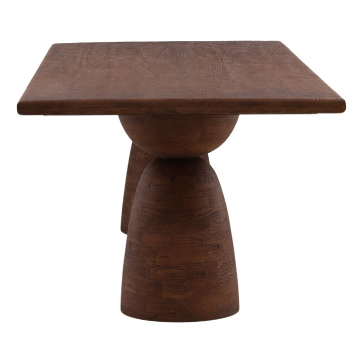 Amber Mango Wood Rectangular Dining Table, Brown, profile view