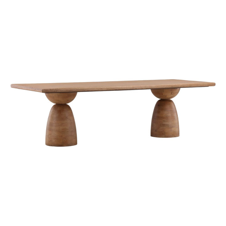 Amber Mango Wood Rectangular Dining Table, Light Natural, three-quarter studio view
