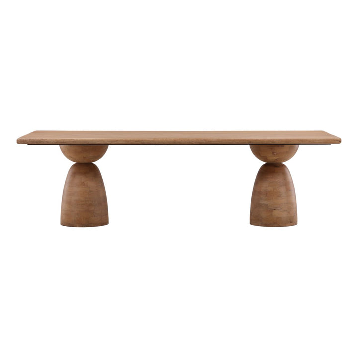 Amber Mango Wood Rectangular Dining Table, Light Natural, front view