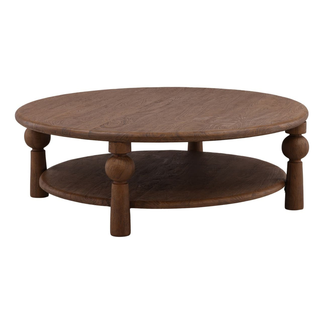 Nathan Mango Wood Coffee Table, Brown - 48" × 48", three-quarter studio view
