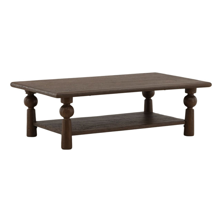 Nathan Mango Wood Coffee Table, Brown - 50" × 30", three-quarter studio view