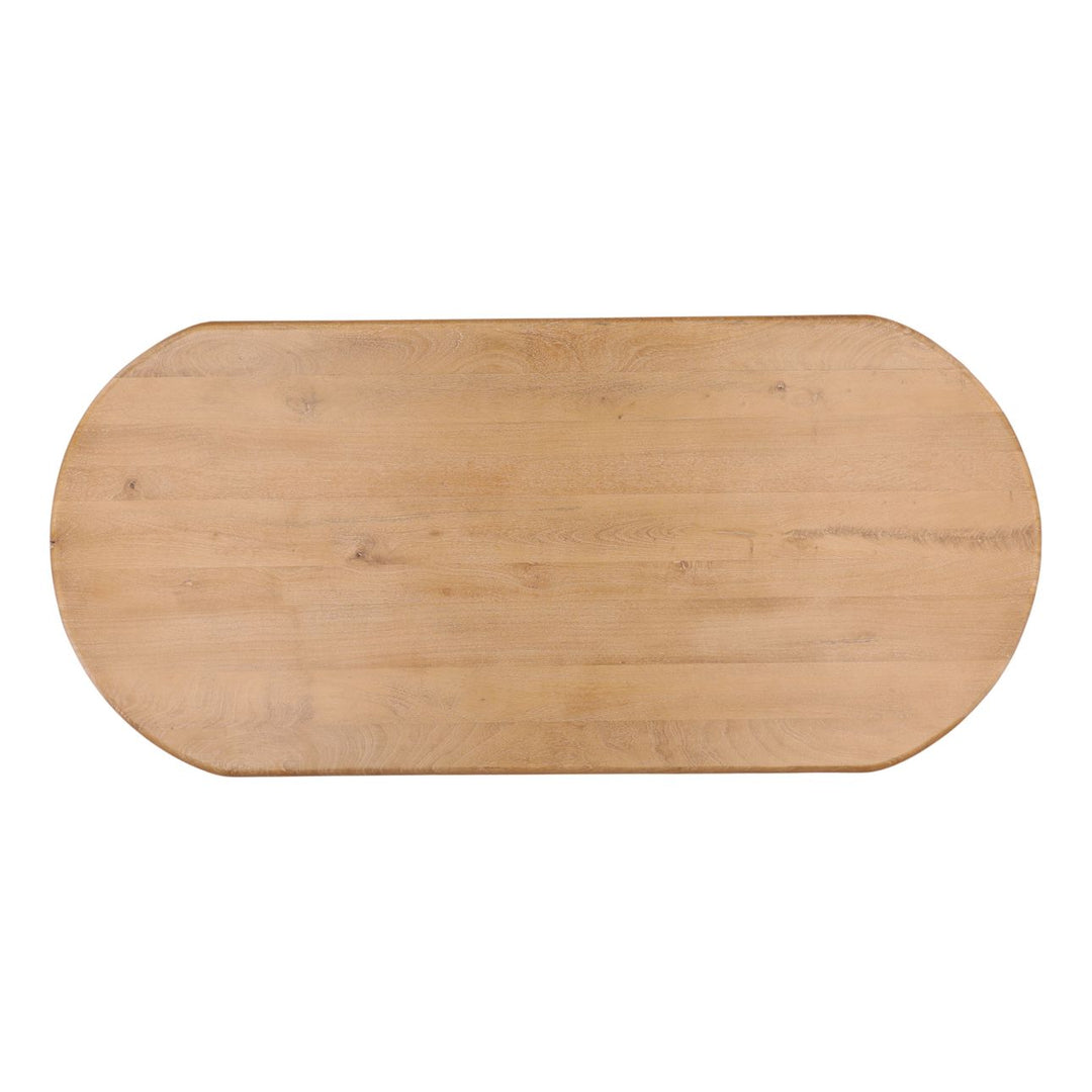 Bex Natural Mango Wood Dining Table, overhead view