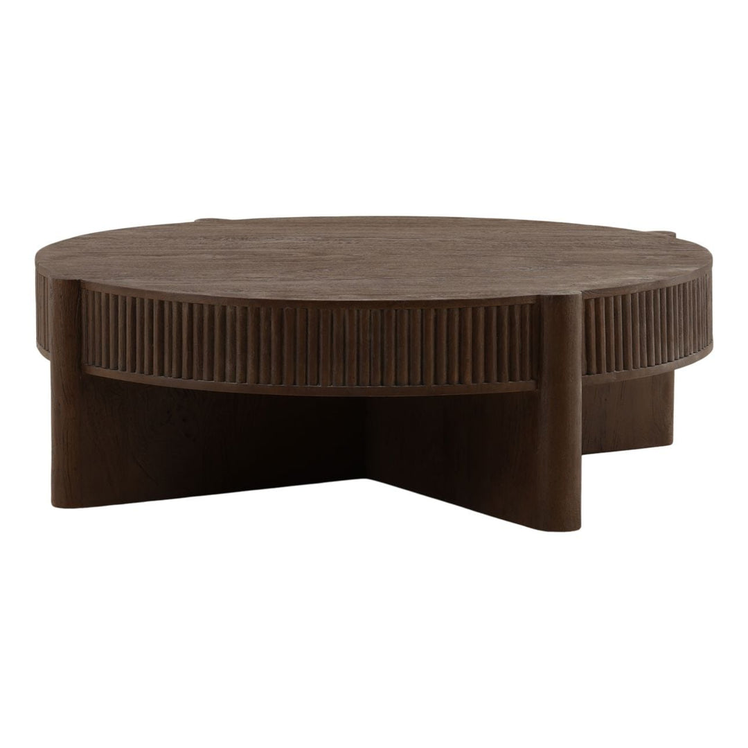 Harlan Mango Wood Coffee Table, three-quarter studio view