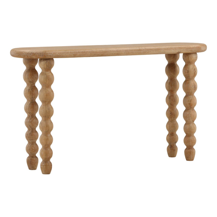 Bexley Mango Wood Console Table, three-quarter studio view