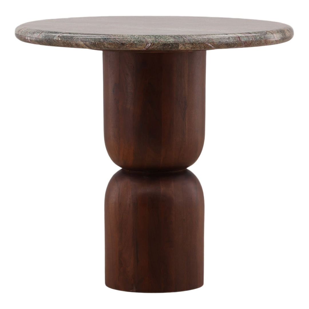 Indren Green Marble Mango Bistro Table, three-quarter studio view