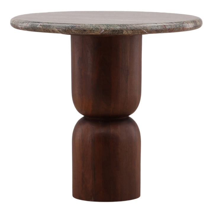 Indren Green Marble Mango Bistro Table, three-quarter studio view