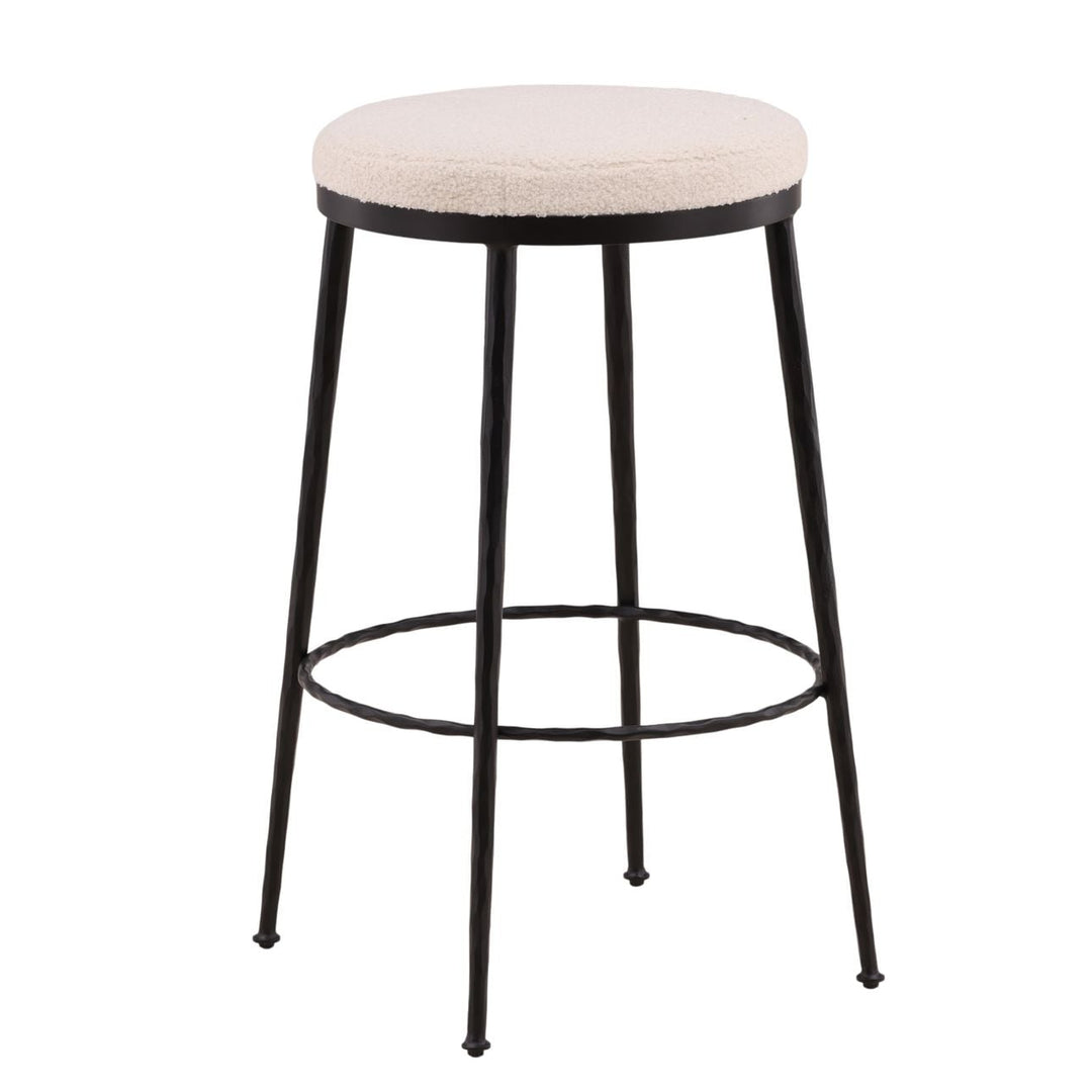 Winren Ivory Boucle Bar Stool, three-quarter studio view