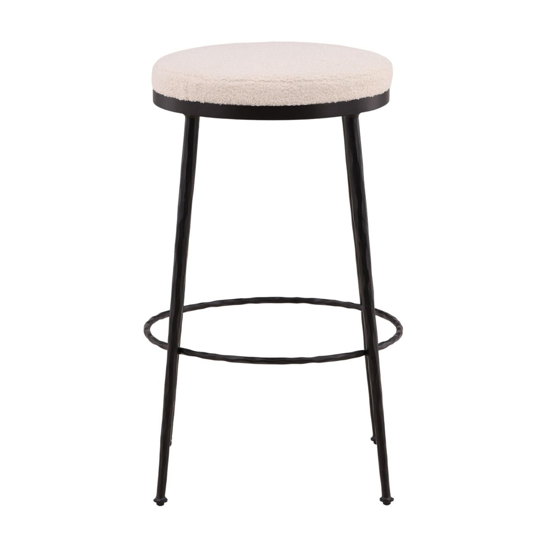 Winren Ivory Boucle Bar Stool, front view