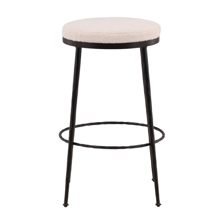 Winren Ivory Boucle Bar Stool, front view