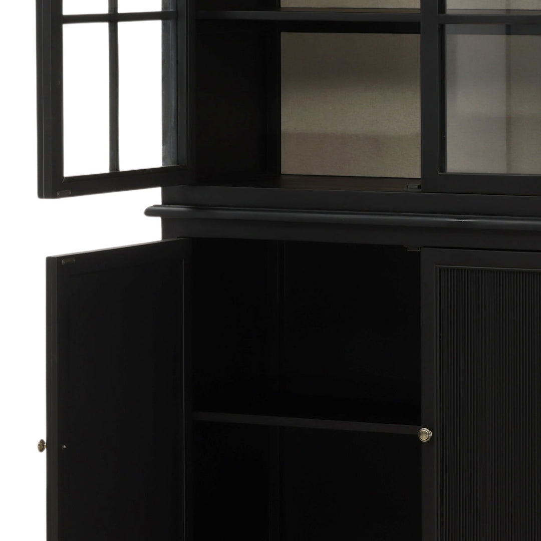 Isla Glass and Wood Storage Cabinet, detail 1 view