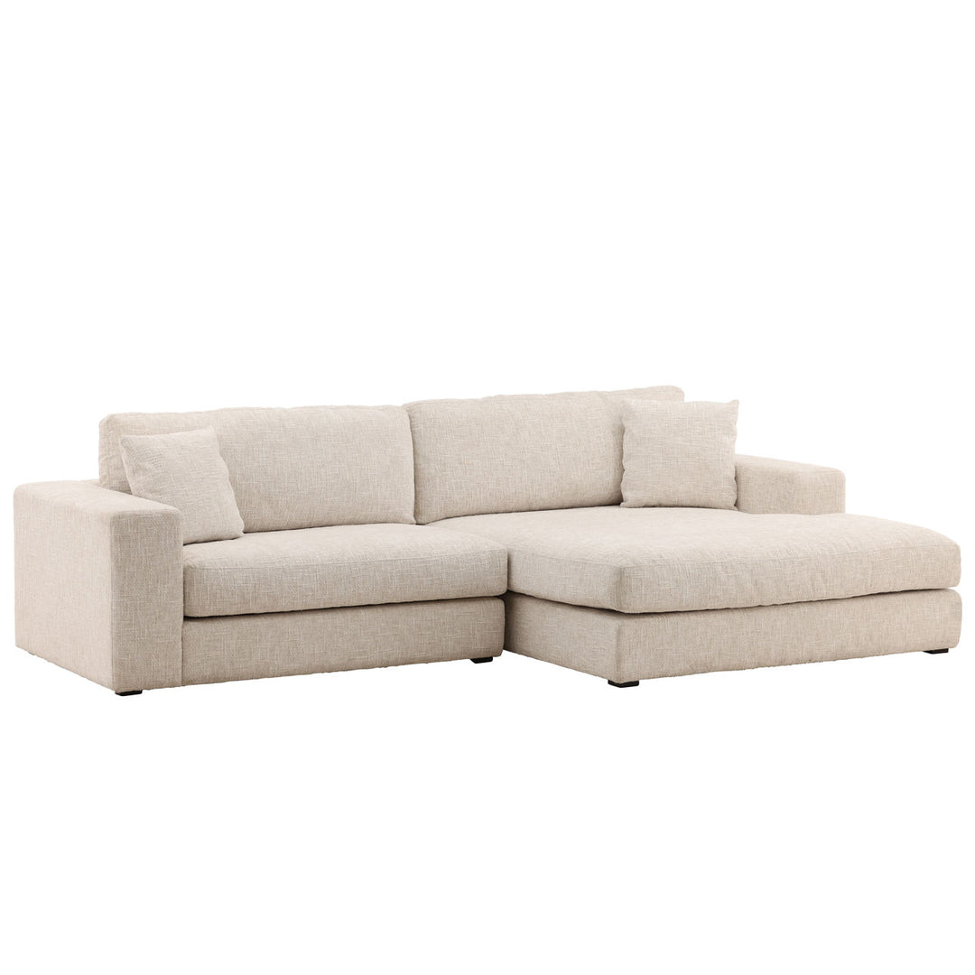 Daren Cream Chaise Sectional, Right Side Chaise, three-quarter studio view