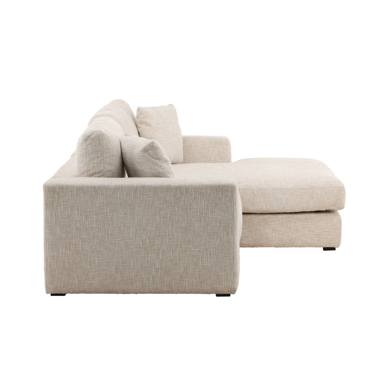 Daren Cream Chaise Sectional, Right Side Chaise, profile view