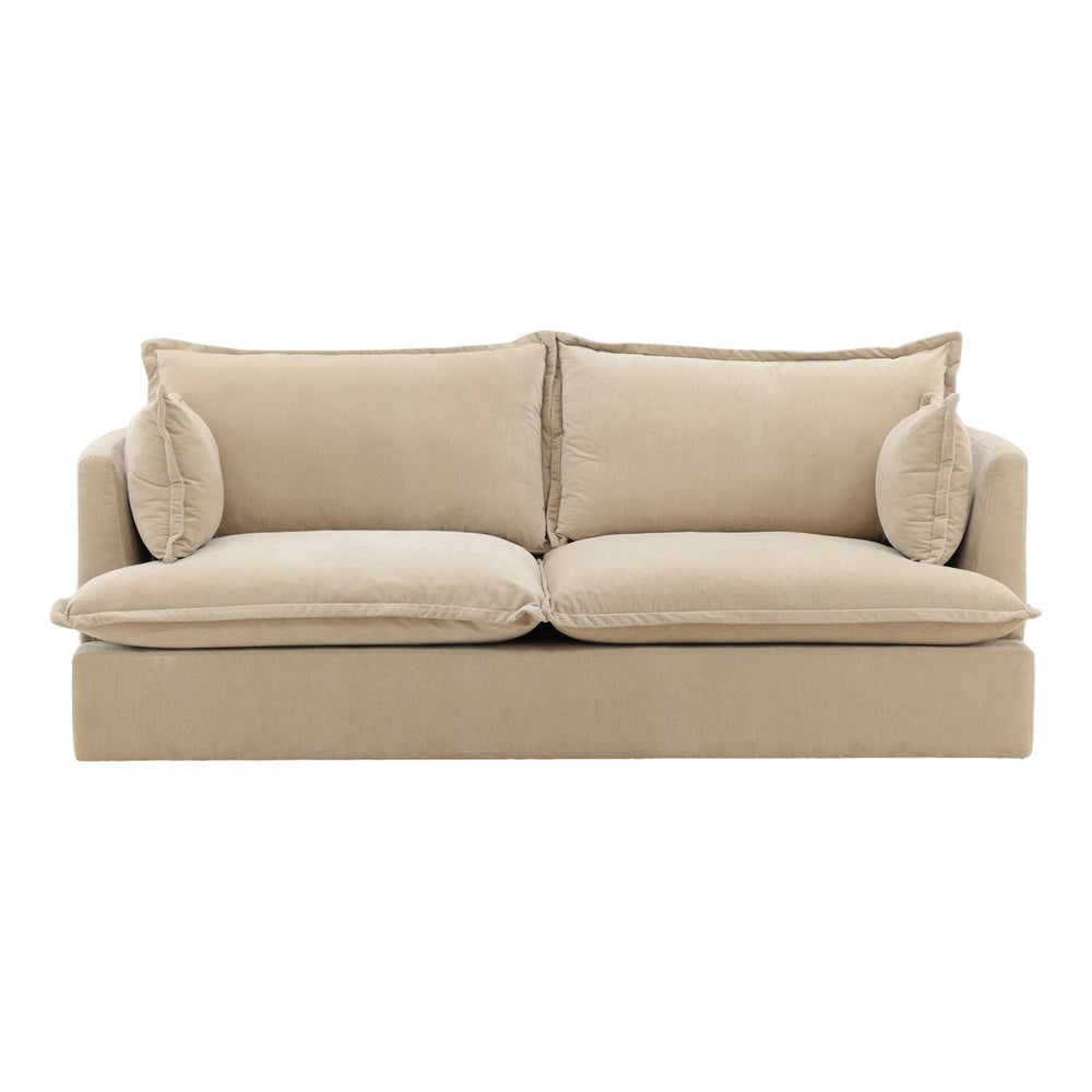 Monren Sand Velvet Sofa, front view